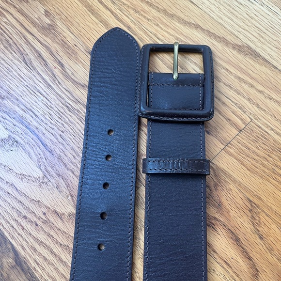 Women’s Brown Leather Belt Heavy Duty Square Buckle Adjustable 35”-39” - Picture 5 of 5